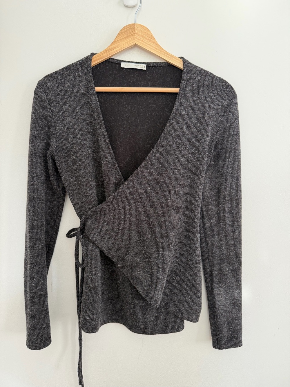 Zara Charcoal Wrap V-Neck Sweater